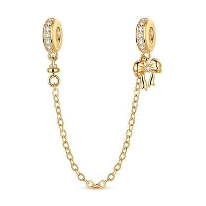 Cadenas de seguridad y clips de plata de ley 925 para pulsera