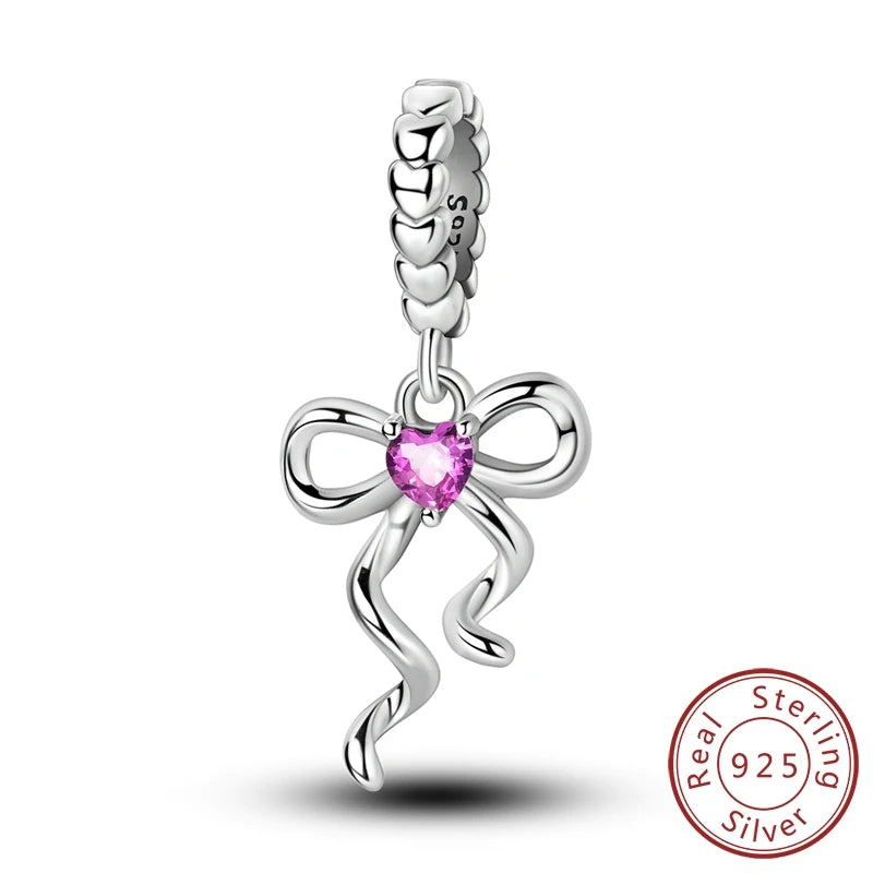 Charms de plata de ley 925 para pulsera · Corazones y familia