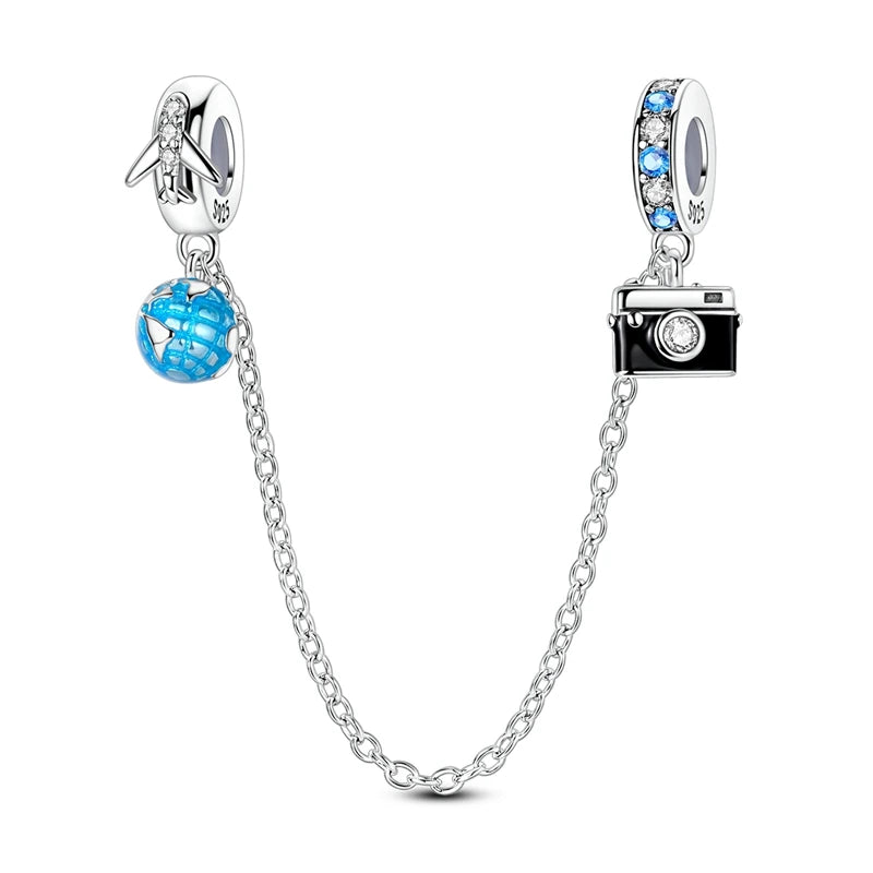 Cadenas de seguridad y clips de plata de ley 925 para pulsera