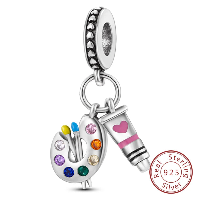 Charms de plata de ley 925 para pulsera · Corazones y familia