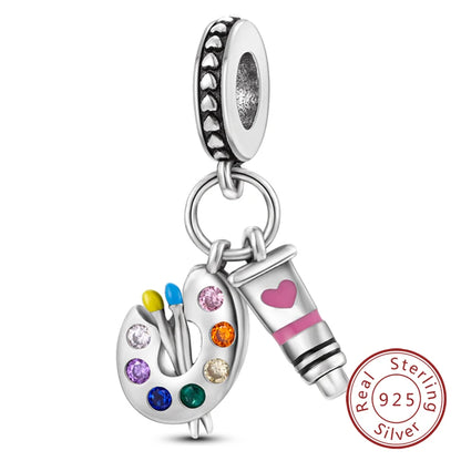 Charms de plata de ley 925 para pulsera · Corazones y familia