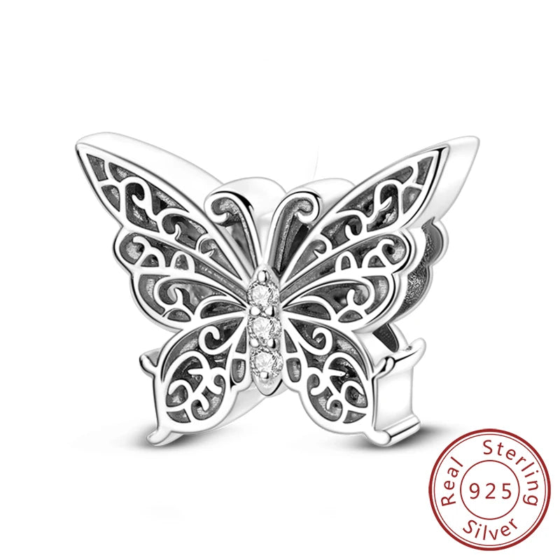Charms de plata de ley 925 para pulsera · Animales y flores