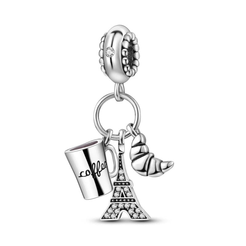 Charms de plata de ley 925 para pulsera · Animales, corazones y árbol de la vida