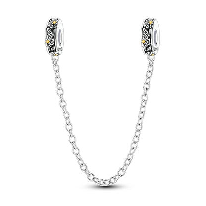 Cadenas de seguridad y clips de plata de ley 925 para pulsera