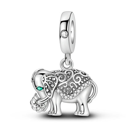 Charms de plata de ley 925 para pulsera · Animales, corazones y árbol de la vida
