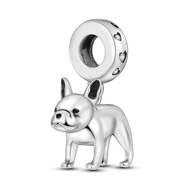 Charms de plata de ley 925 para pulsera · Animales, corazones y árbol de la vida