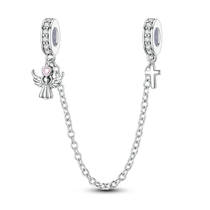 Cadenas de seguridad y clips de plata de ley 925 para pulsera