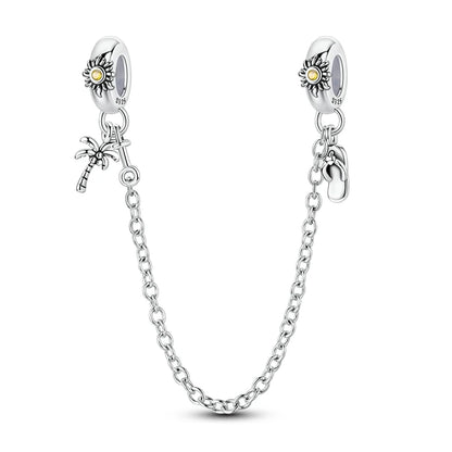 Cadenas de seguridad y clips de plata de ley 925 para pulsera