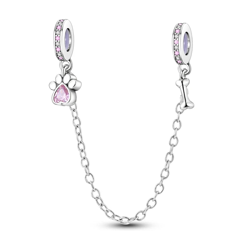 Cadenas de seguridad y clips de plata de ley 925 para pulsera