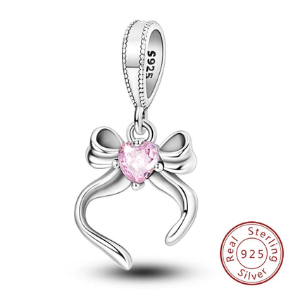Charms de plata de ley 925 para pulsera · Corazones y familia
